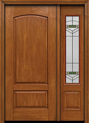 WDMA 44x80 Door (3ft8in by 6ft8in) Exterior Cherry Two Panel Camber Single Entry Door Sidelight Greenfield Glass 1
