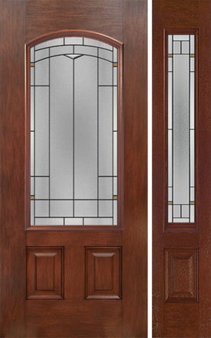 WDMA 44x80 Door (3ft8in by 6ft8in) Exterior Mahogany Camber 3/4 Lite Single Entry Door Sidelight TP Glass 1