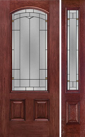 WDMA 44x80 Door (3ft8in by 6ft8in) Exterior Cherry Camber 3/4 Lite Two Panel Single Entry Door Sidelight TP Glass 1
