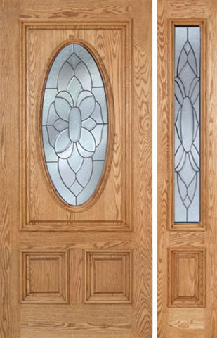 WDMA 44x80 Door (3ft8in by 6ft8in) Exterior Oak Watson Single Door/1side w/ BO Glass 1
