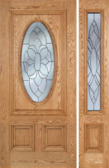WDMA 44x80 Door (3ft8in by 6ft8in) Exterior Oak Watson Single Door/1side w/ BO Glass 1