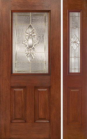 WDMA 44x80 Door (3ft8in by 6ft8in) Exterior Mahogany Half Lite 2 Panel Single Entry Door Sidelight HM Glass 1