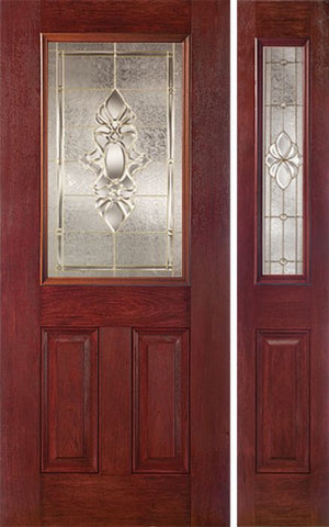 WDMA 44x80 Door (3ft8in by 6ft8in) Exterior Cherry Half Lite 2 Panel Single Entry Door Sidelight HM Glass 1