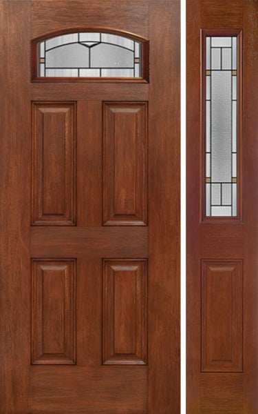 WDMA 44x80 Door (3ft8in by 6ft8in) Exterior Mahogany Camber Top Single Entry Door Sidelight TP Glass 1