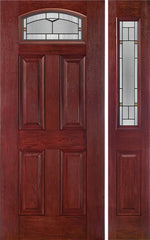 WDMA 44x80 Door (3ft8in by 6ft8in) Exterior Cherry Camber Top Single Entry Door Sidelight TP Glass 1