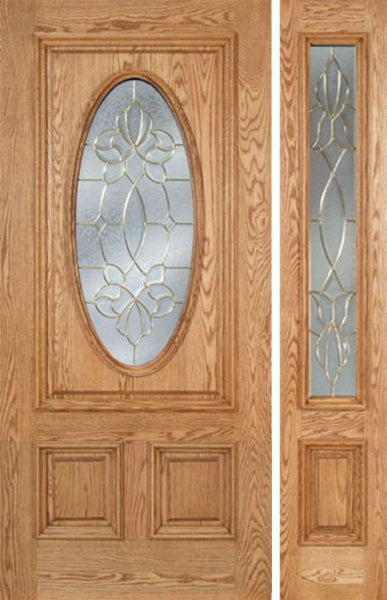WDMA 44x80 Door (3ft8in by 6ft8in) Exterior Oak Watson Single Door/1side w/ CO Glass 1