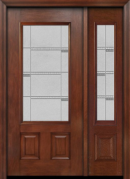 WDMA 44x80 Door (3ft8in by 6ft8in) Exterior Mahogany 3/4 Lite Two Panel Single Entry Door Sidelight Crosswalk Glass 1
