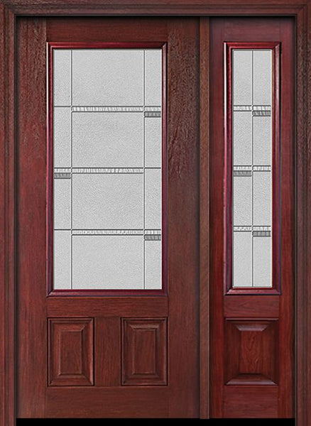 WDMA 44x80 Door (3ft8in by 6ft8in) Exterior Cherry 3/4 Lite Two Panel Single Entry Door Sidelight Crosswalk Glass 1