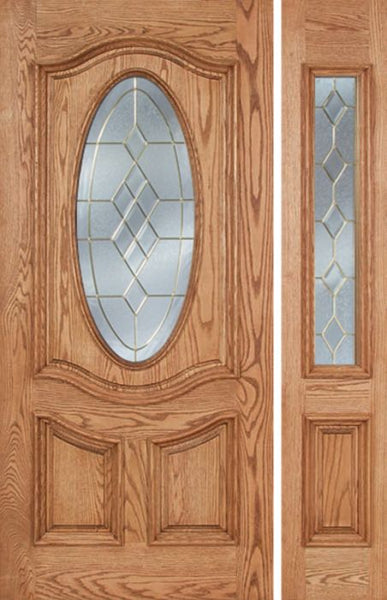 WDMA 44x80 Door (3ft8in by 6ft8in) Exterior Oak Dally Single Door/1side w/ A Glass - 6ft8in Tall 1