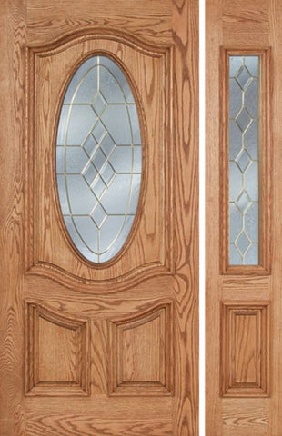 WDMA 44x80 Door (3ft8in by 6ft8in) Exterior Oak Dally Single Door/1side w/ A Glass - 6ft8in Tall 1