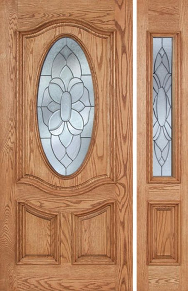 WDMA 44x80 Door (3ft8in by 6ft8in) Exterior Oak Dally Single Door/1side w/ BO Glass - 6ft8in Tall 1
