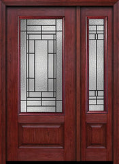 WDMA 44x80 Door (3ft8in by 6ft8in) Exterior Cherry 3/4 Lite 1 Panel Single Entry Door Sidelight Pembrook Glass 1
