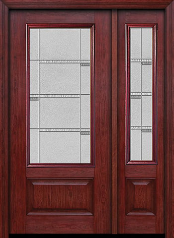WDMA 44x80 Door (3ft8in by 6ft8in) Exterior Cherry 3/4 Lite 1 Panel Single Entry Door Sidelight Crosswalk Glass 1
