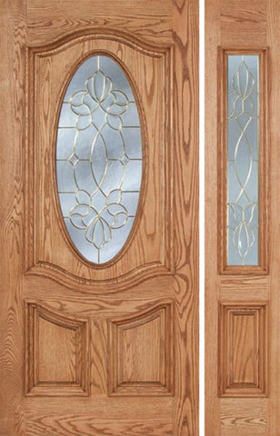 WDMA 44x80 Door (3ft8in by 6ft8in) Exterior Oak Dally Single Door/1side w/ CO Glass - 6ft8in Tall 1