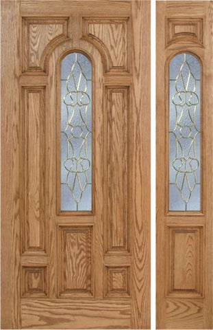 WDMA 44x80 Door (3ft8in by 6ft8in) Exterior Oak Carrick Single Door/1side w/ OL Glass - 6ft8in Tall 1