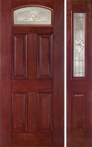 WDMA 44x80 Door (3ft8in by 6ft8in) Exterior Cherry Camber Top Single Entry Door Sidelight HM Glass 1