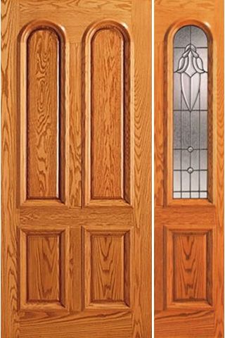 WDMA 44x80 Door (3ft8in by 6ft8in) Exterior Mahogany Brazilian Arch Lite One Side light Door 1