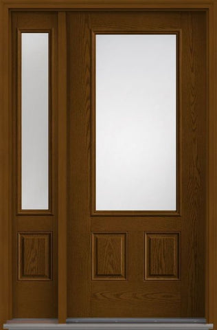 WDMA 44x80 Door (3ft8in by 6ft8in) Patio Oak Clear 3/4 Lite 2 Panel Fiberglass Exterior Door 1 Side 1