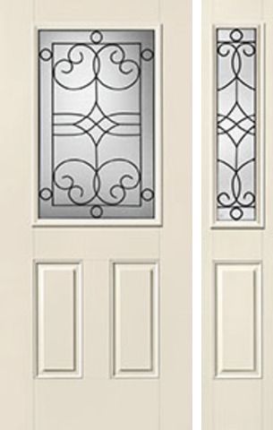 WDMA 44x80 Door (3ft8in by 6ft8in) Exterior Smooth Salinas Half Lite 2 Panel Star Door 1 Side Half Lite Sidelight 1