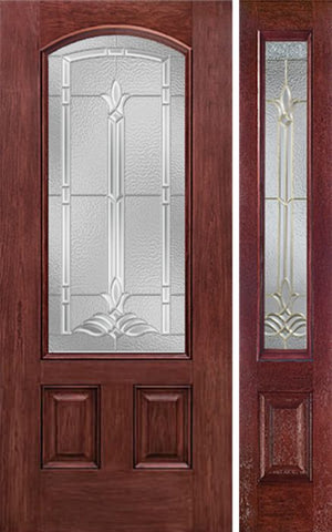 WDMA 44x80 Door (3ft8in by 6ft8in) Exterior Cherry Camber 3/4 Lite Two Panel Single Entry Door Sidelight BT Glass 1