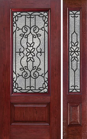WDMA 44x80 Door (3ft8in by 6ft8in) Exterior Cherry 3/4 Lite 1 Panel Single Entry Door Sidelight MD Glass 1