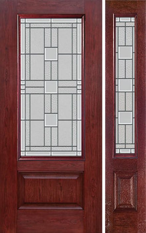 WDMA 44x80 Door (3ft8in by 6ft8in) Exterior Cherry 3/4 Lite 1 Panel Single Entry Door Sidelight MO Glass 1