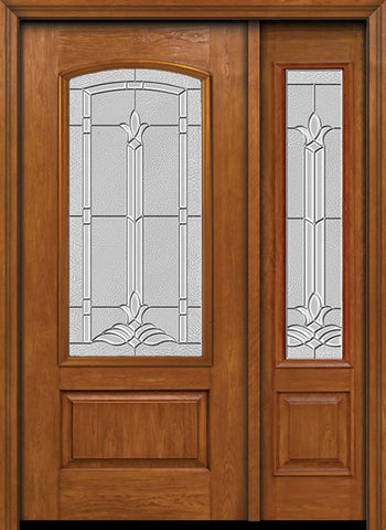 WDMA 44x80 Door (3ft8in by 6ft8in) Exterior Cherry Camber 3/4 Lite Single Entry Door Sidelight Bristol Glass 1