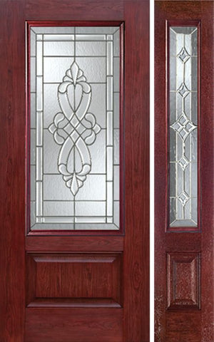 WDMA 44x80 Door (3ft8in by 6ft8in) Exterior Cherry 3/4 Lite 1 Panel Single Entry Door Sidelight WS Glass 1