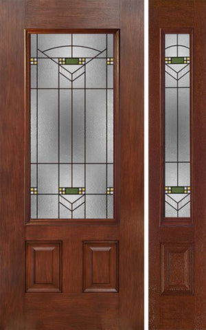 WDMA 44x80 Door (3ft8in by 6ft8in) Exterior Mahogany 3/4 Lite Single Entry Door Sidelight GR Glass 1
