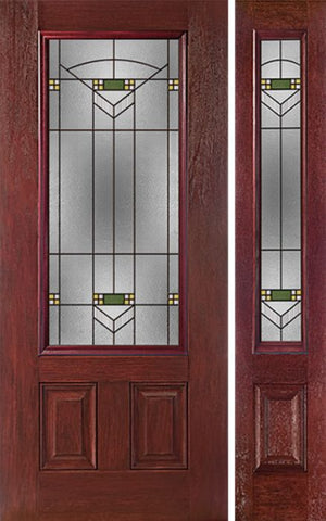 WDMA 44x80 Door (3ft8in by 6ft8in) Exterior Cherry 3/4 Lite Two Panel Single Entry Door Sidelight GR Glass 1