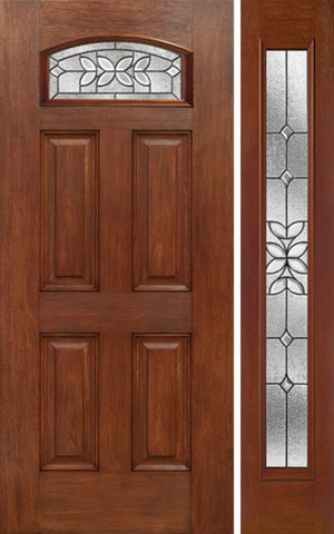 WDMA 44x80 Door (3ft8in by 6ft8in) Exterior Mahogany Camber Top Single Entry Door Sidelight CD Glass 1