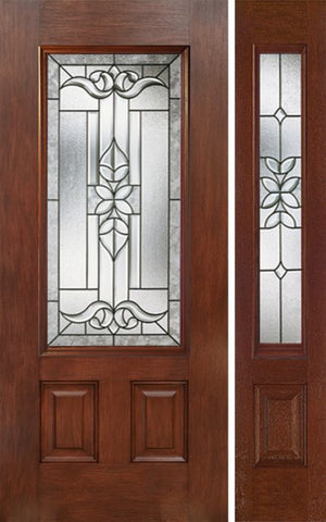 WDMA 44x80 Door (3ft8in by 6ft8in) Exterior Mahogany 3/4 Lite Single Entry Door Sidelight CD Glass 1