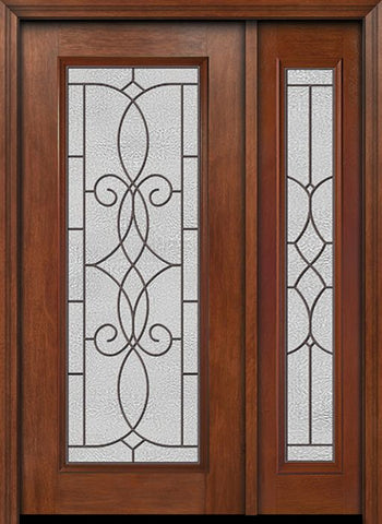 WDMA 44x80 Door (3ft8in by 6ft8in) Exterior Mahogany Full Lite Single Entry Door Sidelight Ashbury Glass 1