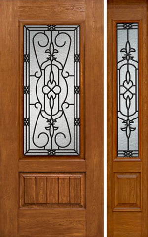 WDMA 44x80 Door (3ft8in by 6ft8in) Exterior Cherry Plank Panel 3/4 Lite Single Entry Door Sidelight 3/4 Lite w/ MD Glass 1