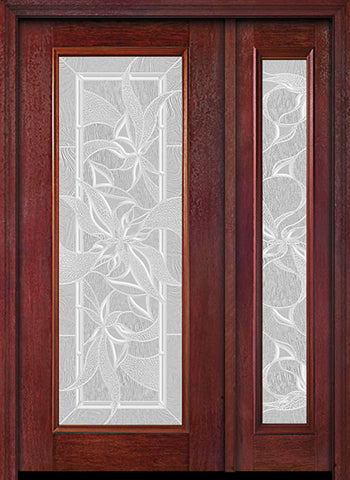 WDMA 44x80 Door (3ft8in by 6ft8in) Exterior Cherry Full Lite Single Entry Door Sidelight Impressions Glass 1