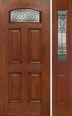 WDMA 44x80 Door (3ft8in by 6ft8in) Exterior Mahogany Camber Top Single Entry Door Sidelight PS Glass 1