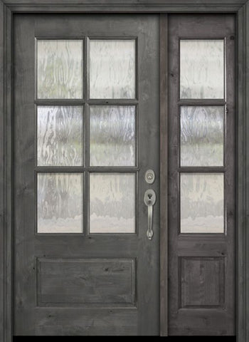 WDMA 44x80 Door (3ft8in by 6ft8in) Exterior Knotty Alder 80in 2/3 Lite 6 Lite SDL Estancia Alder Door /1side 1