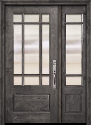 WDMA 44x80 Door (3ft8in by 6ft8in) Exterior Knotty Alder 80in 2/3 Lite Marginal 9 Lite SDL Estancia Alder Door /1side 1