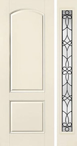 WDMA 44x96 Door (3ft8in by 8ft) Exterior Smooth 8ft 2 Panel Soft Arch Star Door 1 Side Salinas Full Lite Flush 1