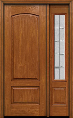 WDMA 44x96 Door (3ft8in by 8ft) Exterior Cherry 96in Two Panel Camber Single Entry Door Sidelight Crosswalk Glass 1