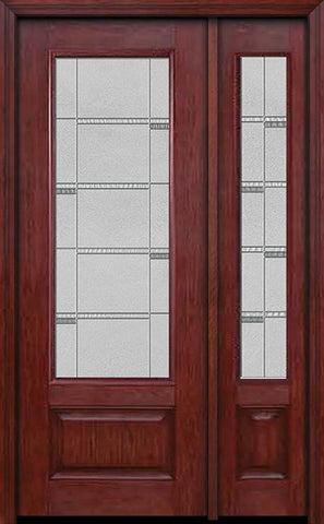 WDMA 44x96 Door (3ft8in by 8ft) Exterior Cherry 96in 3/4 Lite Single Entry Door Sidelight Crosswalk Glass 1