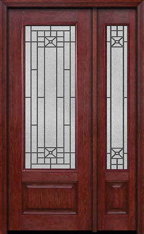WDMA 44x96 Door (3ft8in by 8ft) Exterior Cherry 96in 3/4 Lite Single Entry Door Sidelight Courtyard Glass 1