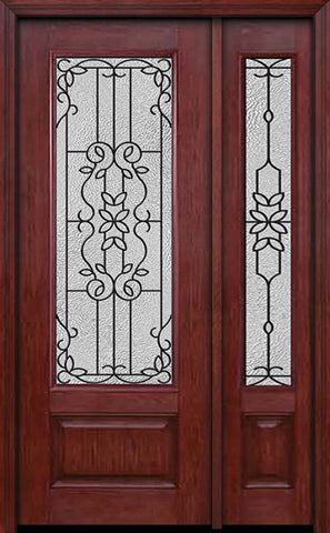 WDMA 44x96 Door (3ft8in by 8ft) Exterior Cherry 96in 3/4 Lite Single Entry Door Sidelight Mediterranean Glass 1