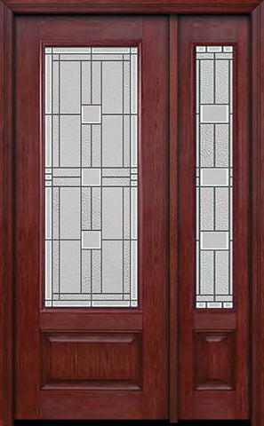 WDMA 44x96 Door (3ft8in by 8ft) Exterior Cherry 96in 3/4 Lite Single Entry Door Sidelight Monterey Glass 1