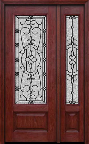 WDMA 44x96 Door (3ft8in by 8ft) Exterior Cherry 96in 3/4 Lite Single Entry Door Sidelight Jacinto Glass 1