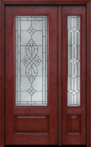 WDMA 44x96 Door (3ft8in by 8ft) Exterior Cherry 96in 3/4 Lite Single Entry Door Sidelight Windsor Glass 1