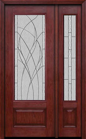 WDMA 44x96 Door (3ft8in by 8ft) Exterior Cherry 96in 3/4 Lite Single Entry Door Sidelight Waterside Glass 1