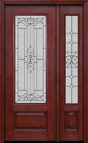 WDMA 44x96 Door (3ft8in by 8ft) Exterior Cherry 96in 3/4 Lite Single Entry Door Sidelight Cadence Glass 1