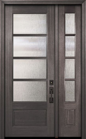 WDMA 44x96 Door (3ft8in by 8ft) Exterior Mahogany 96in 3/4 Lite 4 Lite Horizontal SDL DoorCraft Door /1side 1