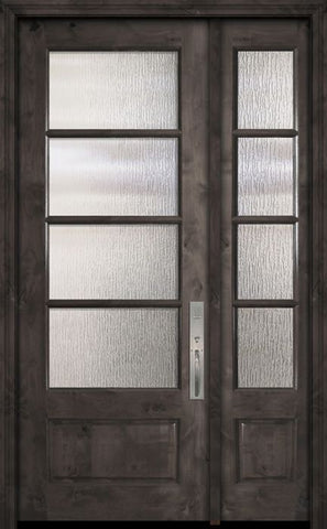 WDMA 44x96 Door (3ft8in by 8ft) Exterior Knotty Alder 96in 3/4 Lite 4 Lite Horizontal SDL Estancia Alder Door /1side 1